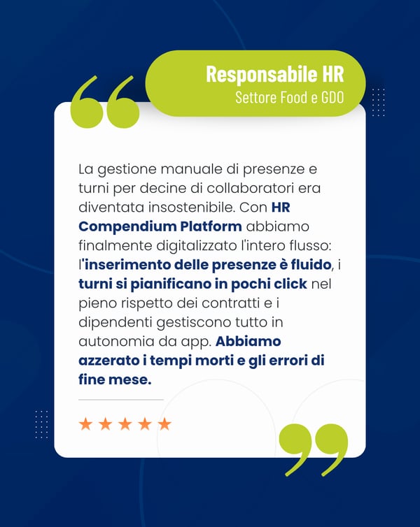 Recensione Cliente su presenze e turni Recensione Cliente su presenze e turni